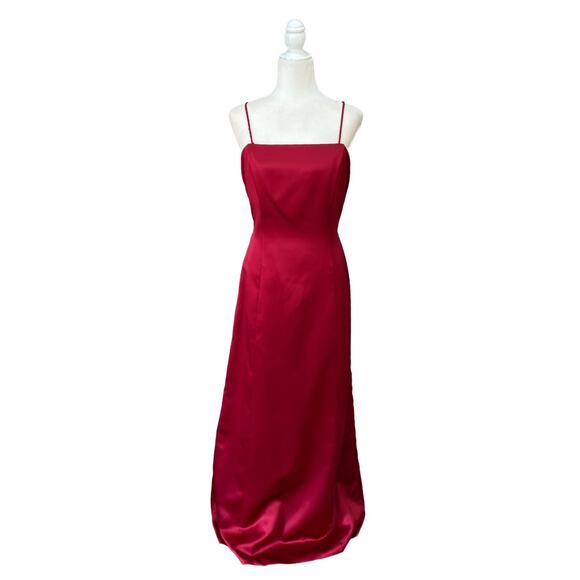 Vintage Watters & Watters Satin Maxi Dress 14 Red - Picture 3 of 10